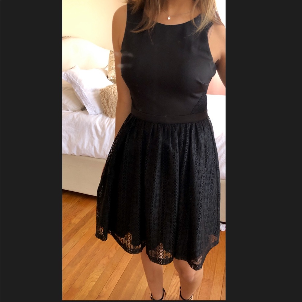 Jessica Simpson a line black lace dress.